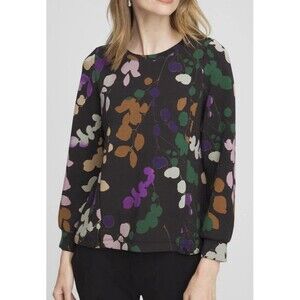 Chico’s Zenergy Women's 1/M Modal Blend Athleisure Floral Bungee Hem Top